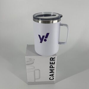 Camper 16.9 OZ Stainless Steel White Mug with Purple Logo NEW IN BOX